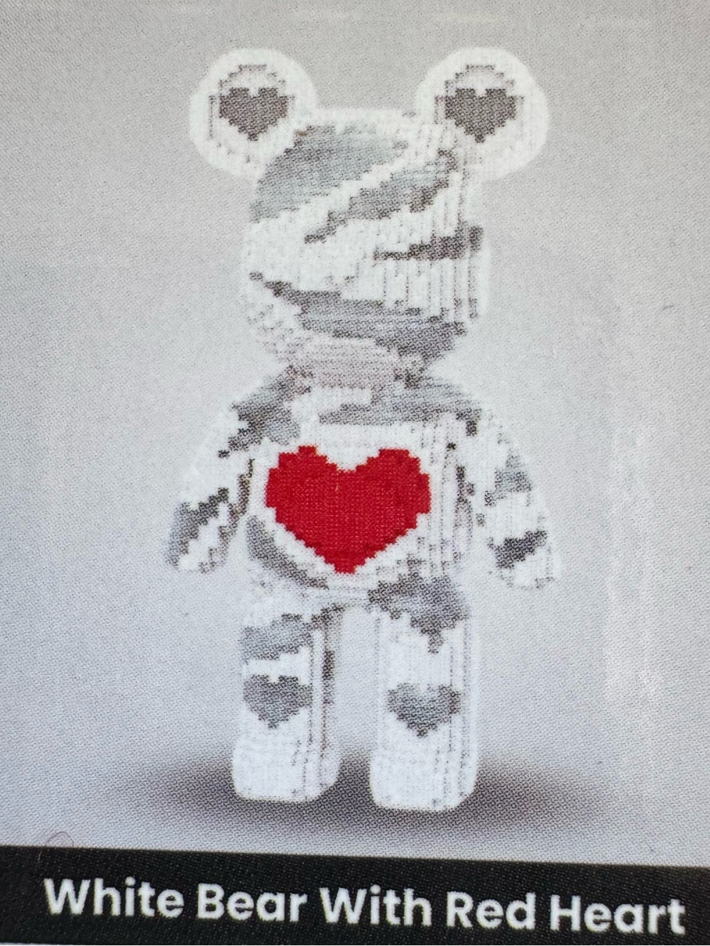 Teddy Blocks White Bear Red Heart 3600 pcs DIY building blocks